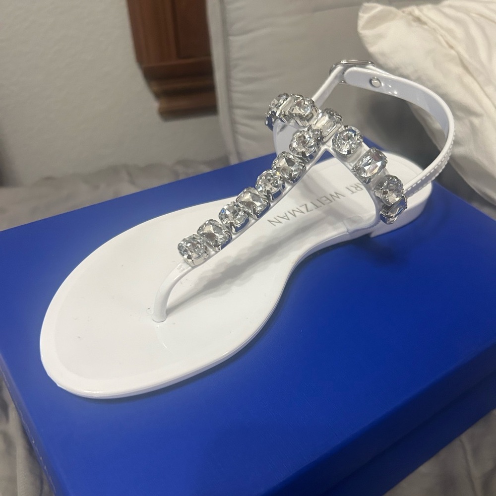 Stuart Weitzman Jewel White Sandals